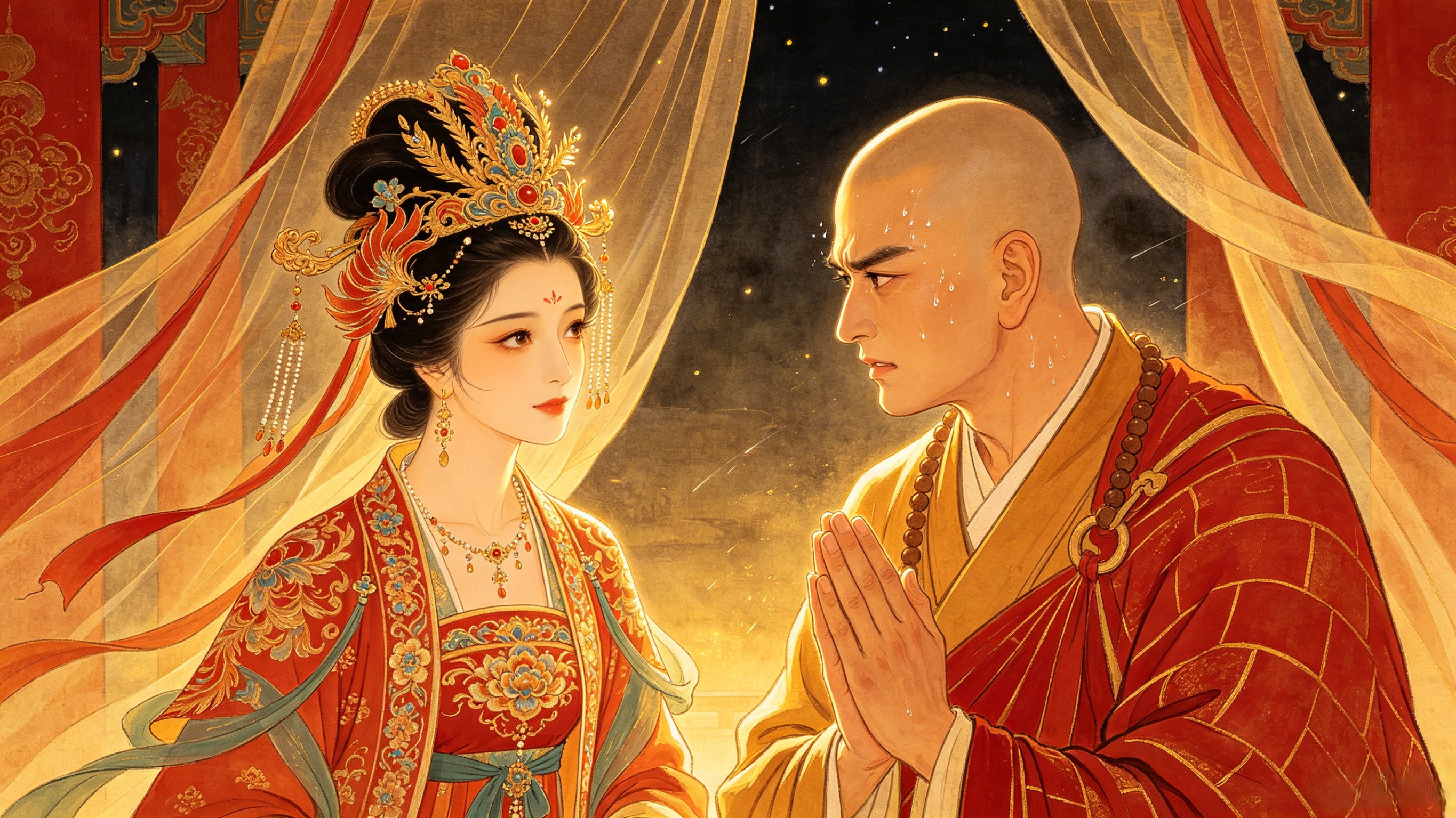 The Queen of the Women's Kingdom and Tang Sanzang — temptation and vow